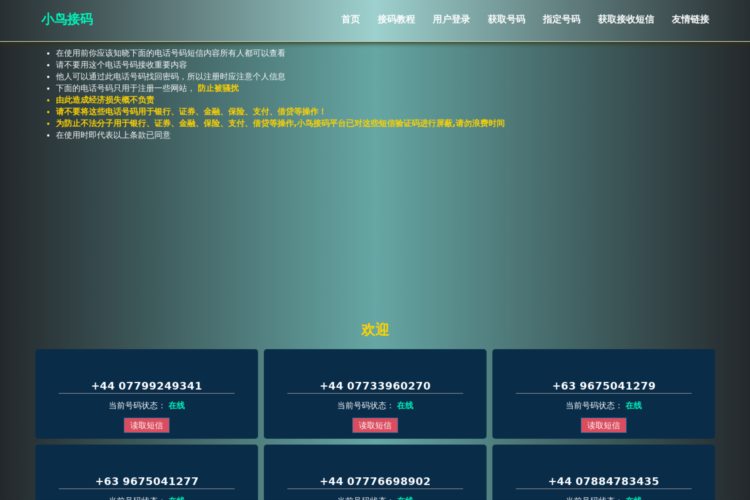 免费接码平台-在线接收云短信验证码-ReceiveSMSOnlineChina